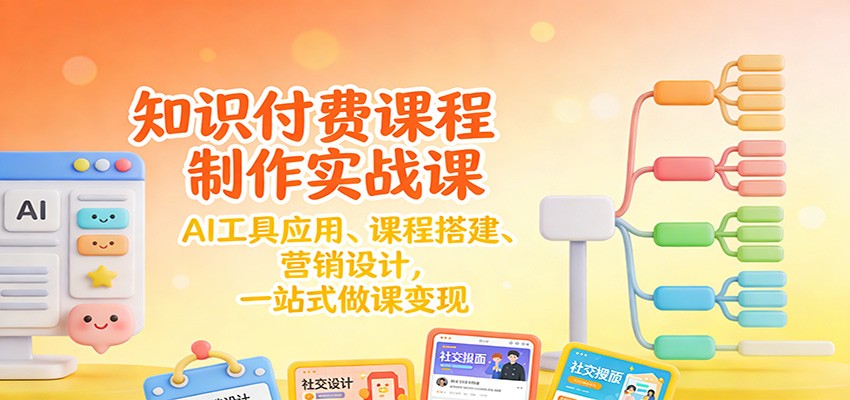 知识付费课程制作实战课：AI工具应用 、课程搭建、营销设计，一站式做课变现-鸿雁学习网