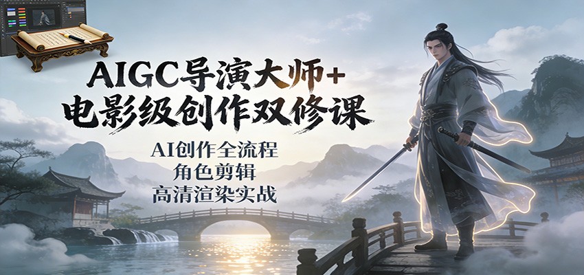 AIGC导演大师+电影级创作双修课：AI创作全流程、角色剪辑、高清渲染实战-鸿雁学习网