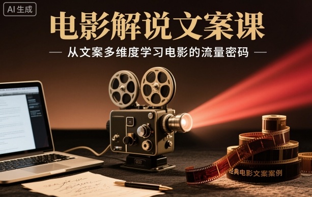 电影解说文案课，从文案多维度学习电影的流量密码-鸿雁学习网