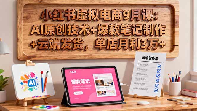 （16287期）小红书虚拟电商9月课：AI原创技术+爆款笔记制作+云端发货，单店月利3万+-鸿雁学习网