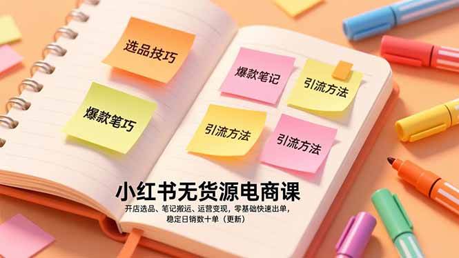 （17018期）小红书无货源电商课，开店选品、笔记搬运、运营变现，零基础快速出单，稳定日销数十单（更新）-鸿雁学习网