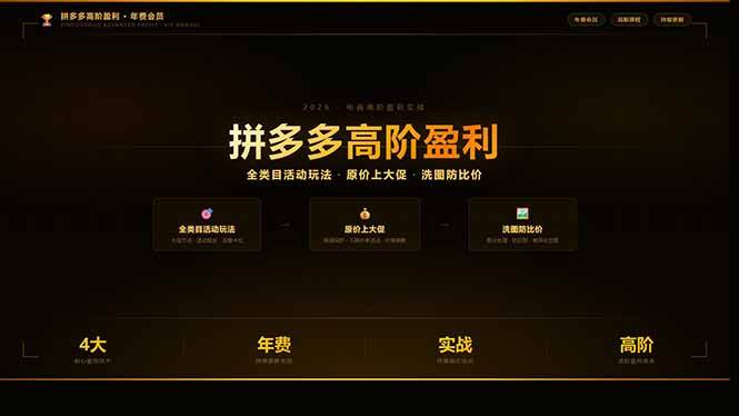 （17779期）拼多多高阶盈利年费会员：全类目活动玩法、原价上大促、洗图防比价等核心盈利技术(更新26年3月)-鸿雁学习网