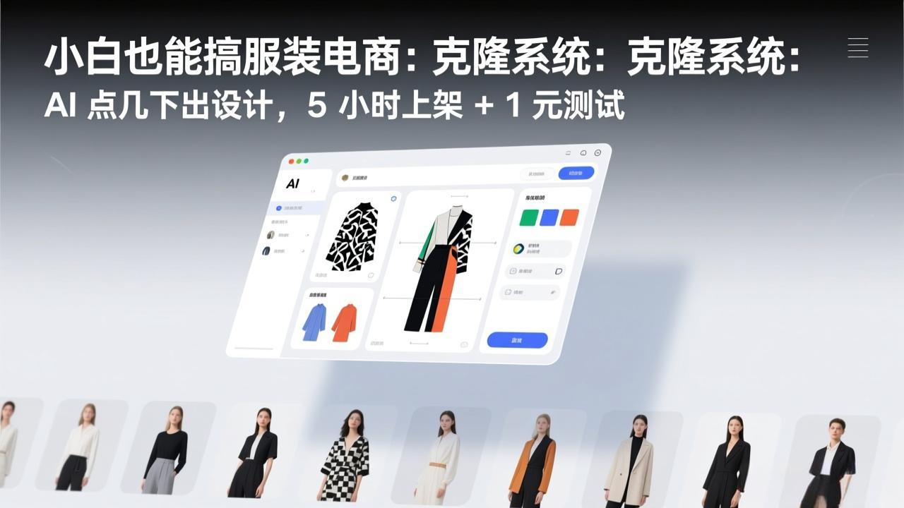 小白也能搞服装电商:克隆系统:AI 点几下出设计,5 小时上架 + 1 元测试-鸿雁学习网