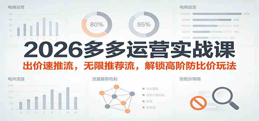2026多多运营实战课：出价速推流，无限推荐流，解锁高阶防比价玩法（更新）-鸿雁学习网
