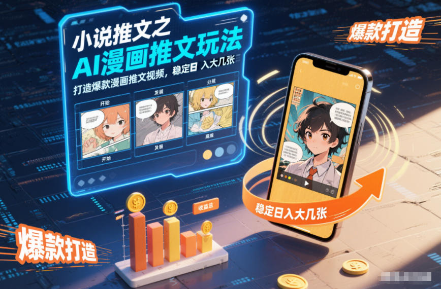 小说推文之AI漫画推文玩法，打造爆款漫画推文视频，稳定日入大几张-鸿雁学习网