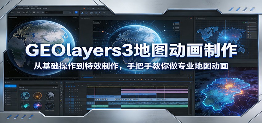 GEOlayers3地图动画制作：从基础操作到特效制作，手把手教你做专业地图动画-鸿雁学习网