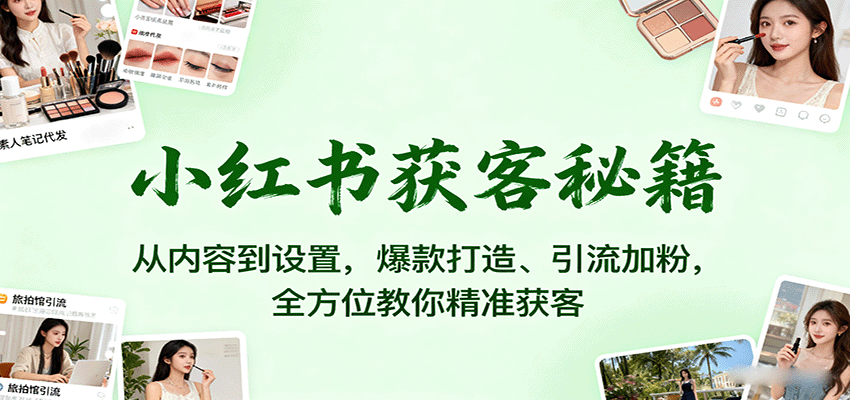 小红书获客秘籍：从内容到设置，爆款打造、引流加粉，全方位教你精准获客-鸿雁学习网