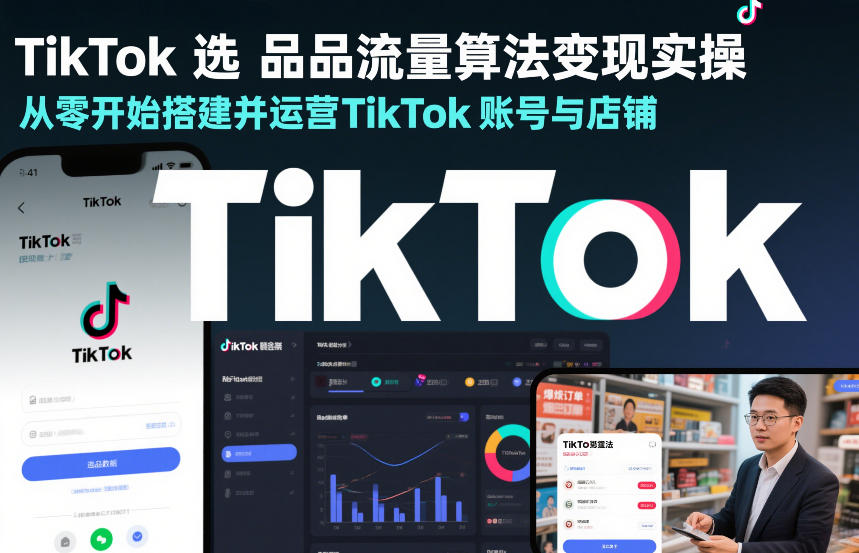 TikTok选品流量算法变现实操，从零开始搭建并运营TikTok账号与店铺-鸿雁学习网