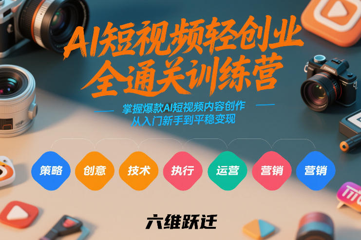 AI短视频轻创业全通关训练营，掌握爆款AI短视频内容创作，从入门新手到平稳变现的六维跃迁-鸿雁学习网