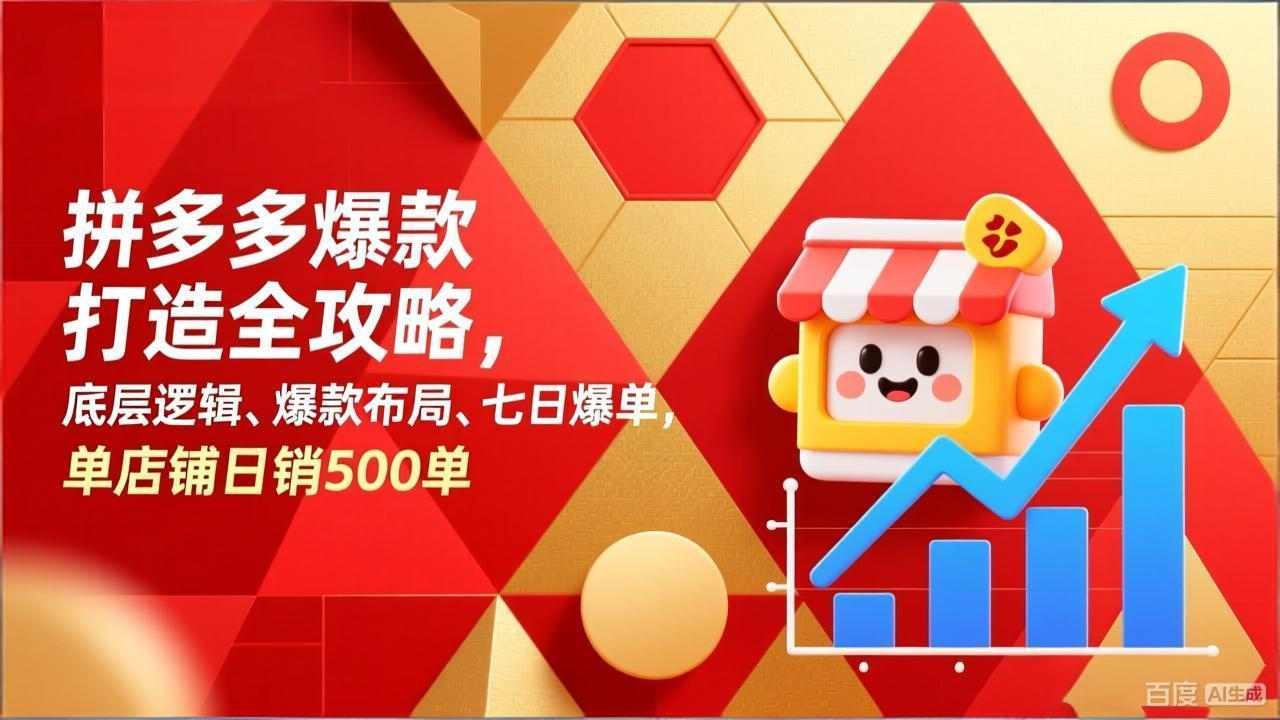 拼多多爆款打造全攻略，底层逻辑、爆款布局、七日爆单，单店铺日销500单-鸿雁学习网