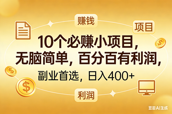 （17812期）10个必赚的小项目，百分百有利润，无脑简单，副业首选，日入400+-鸿雁学习网