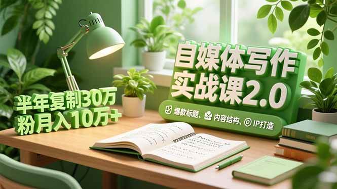 （16734期）自媒体写作实战课2.0，爆款标题、内容结构、IP打造，半年复制30万粉月入10万+-鸿雁学习网