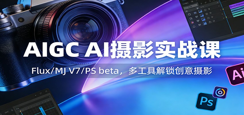 AIGC AI摄影实战课：Flux/MJ V7/PS beta，多工具解锁创意摄影-鸿雁学习网