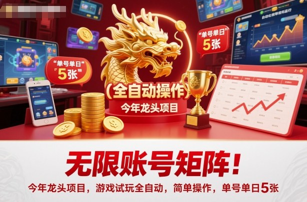 无限账号矩阵！今年龙头项目，游戏试玩全自动，简单操作，单号单日5张【揭秘】-鸿雁学习网