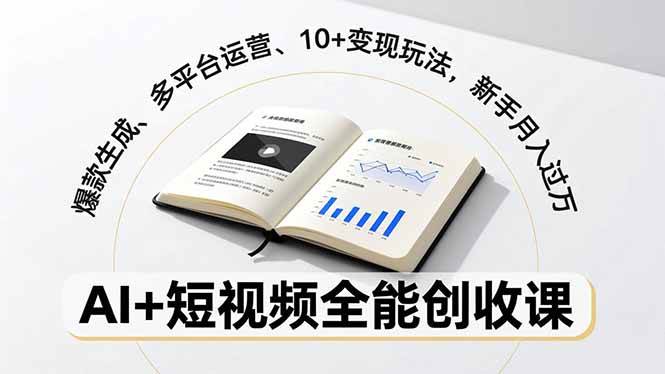 （16773期）AI+短视频全能创收课，爆款生成、多平台运营、10+变现玩法，新手月入过万-鸿雁学习网