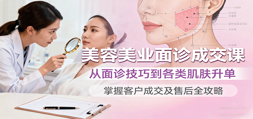 美容美业面诊成交课，从面诊技巧到各类肌肤升单，掌握客户成交及售后全攻略-鸿雁学习网