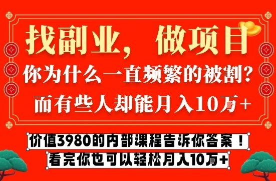 价值3980的网创内部课程，告诉你互联网创业月入10个W的秘密【揭秘】-鸿雁学习网