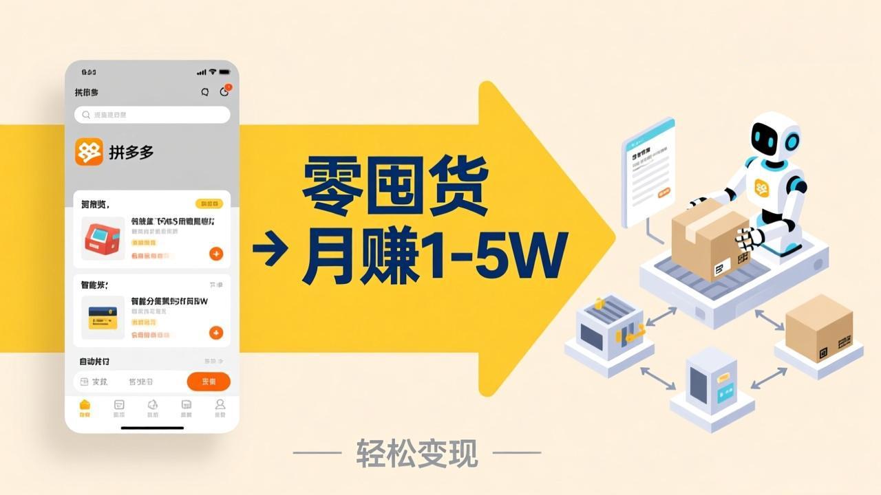 不用囤货不用跑单！拼多多虚拟玩法，机器人管理发货和客服，帮你月赚 1-5W-鸿雁学习网