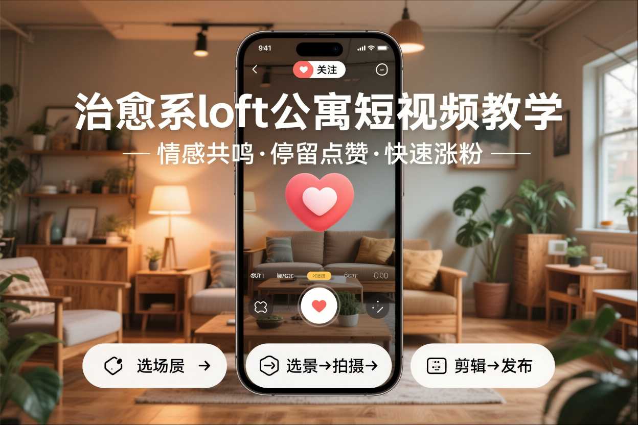 治愈系loft公寓短视频制作教学，情感共鸣引停留点赞关注，快速起号涨粉-鸿雁学习网