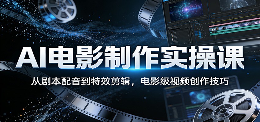 AI电影制作实操课：从剧本配音到特效剪辑，电影级视频创作技巧-鸿雁学习网