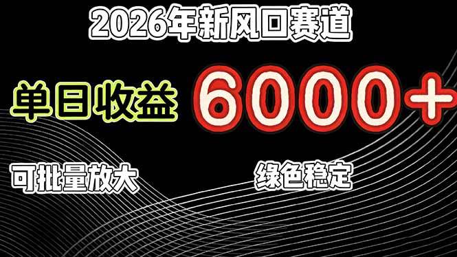 （17135期）2026年新风口赛道，当日6000+以上，可批量放大，月收入20万+，长期绿色稳定的项目-鸿雁学习网