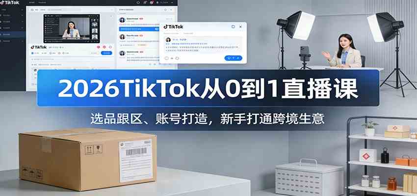 2026TikTok从0到1直播课:选品跟区、账号打造,新手打通跨境生意-鸿雁学习网