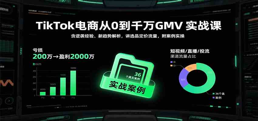 TikTok电商从0到千万GMV实战课,含逆袭经验、新趋势解析,讲选品定价流量等(更新) TikTok电商从0到千万GMV实战课,含逆袭经验、新趋势解析,讲选品定价流量等(更新)