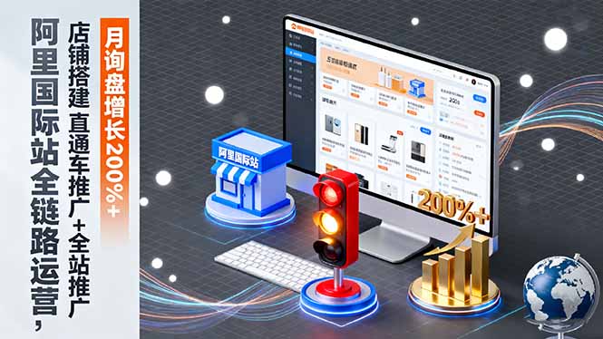 阿里国际站全链路运营，店铺搭建+直通车推广+全站推广，月询盘增长200%+-鸿雁学习网