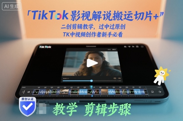 TikTok影视解说搬运切片+二创剪辑教学，过中过原创，TK中视频创作者新手必看-鸿雁学习网