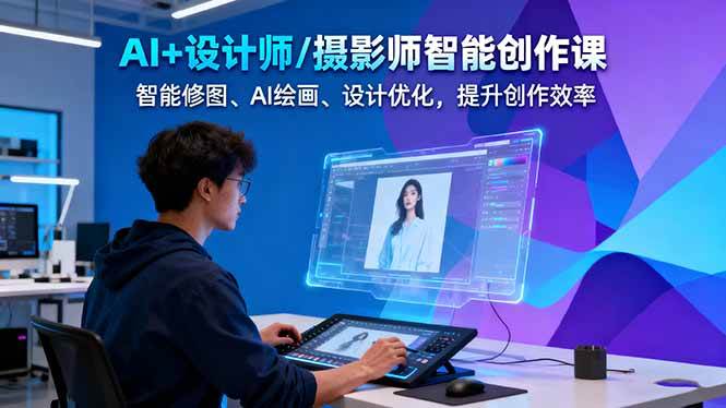 AI+设计师/摄影师智能创作课：智能修图、AI绘画、设计优化，提升创作效率-鸿雁学习网