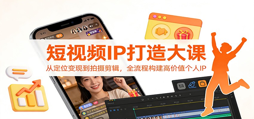 短视频IP打造大课：从定位变现到拍摄剪辑，全流程构建高价值个人IP-鸿雁学习网