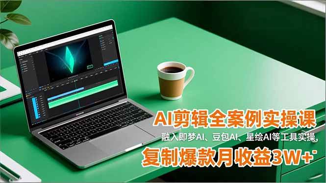 （16770期）AI剪辑全案例实操课，融入即梦AI、豆包AI、星绘AI等工具实操，复制爆款月收益3W+-鸿雁学习网