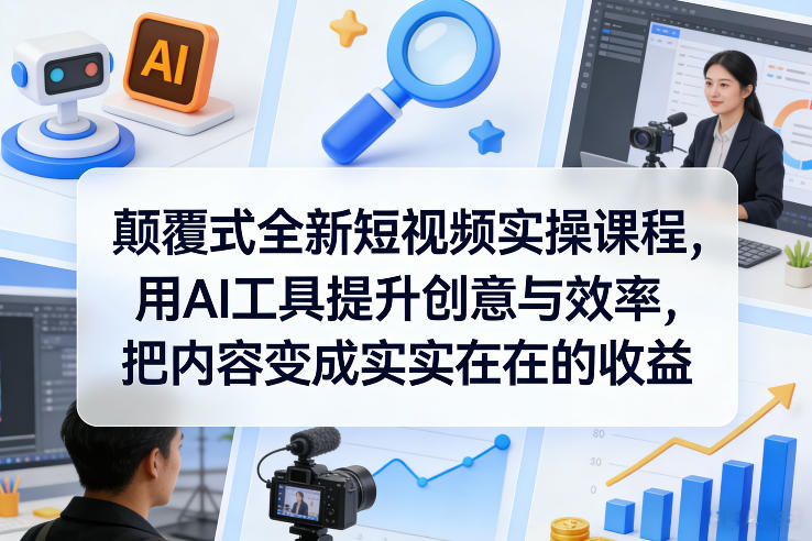 颠覆式全新短视频实操课程，用AI工具提升创意与效率，把内容变成实实在在的收益-鸿雁学习网