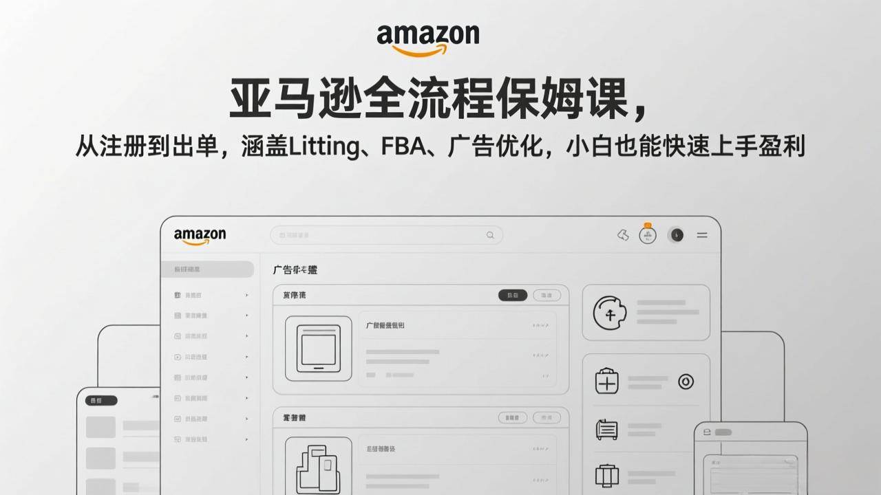 (17293期)亚马逊全流程保姆课,从注册到出单,涵盖Listing、FBA、广告优化,小白也能快速上手盈利 (17293期)亚马逊全流程保姆课,从注册到出单,涵盖Listing、FBA、广告优化,小白也能快速上手盈利