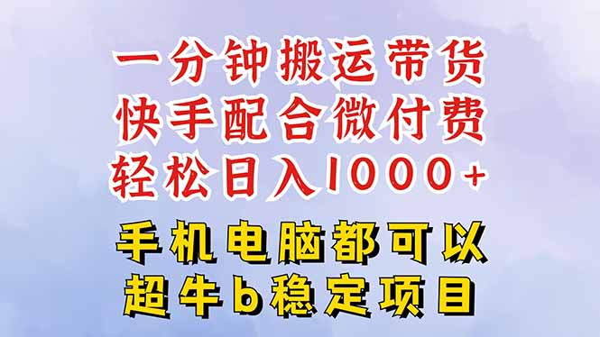 快手黑科技一分钟搬运带货，一刀不剪过原创，微付费投流玩法，轻松日入…-鸿雁学习网