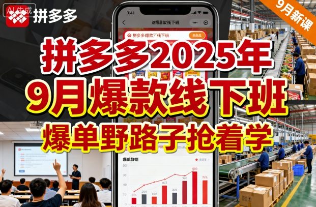 拼多多2025年9月爆款线下班,爆单野路子抢着学-鸿雁学习网