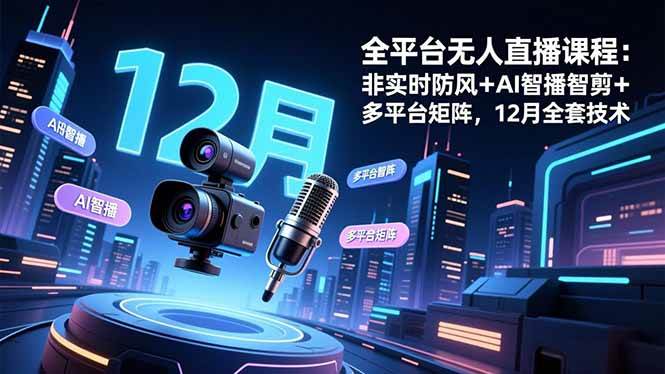 （16754期）全平台无人直播课程：非实时防风＋AI智播智剪＋多平台矩阵，12月全套技术-鸿雁学习网