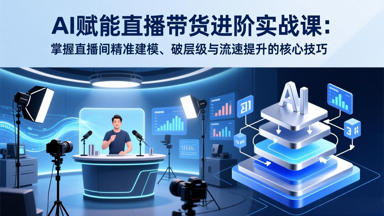 AI赋能直播带货进阶实战课:掌握直播间精准建模、破层级与流速提升的核心技巧-鸿雁学习网