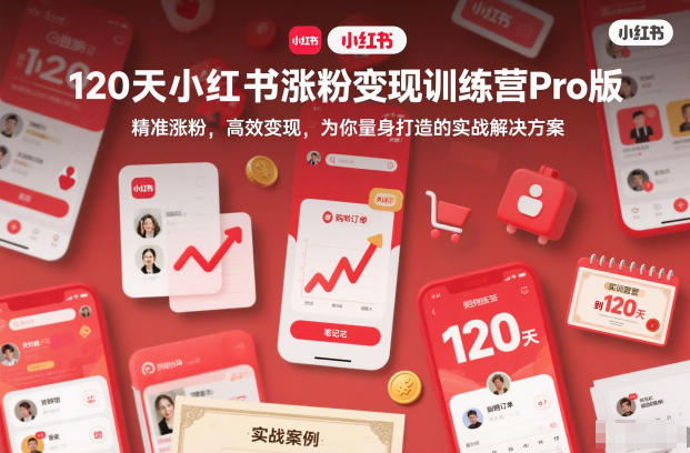 120天小红书涨粉变现训练营Pro版，精准涨粉，高效变现，为你量身打造的实战解决方案-鸿雁学习网