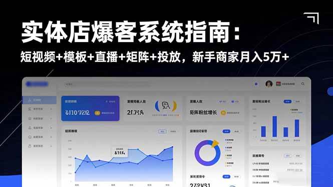 （16541期）实体店爆客系统指南：短视频+模板+直播+矩阵+投放，新手商家月入5万+-鸿雁学习网