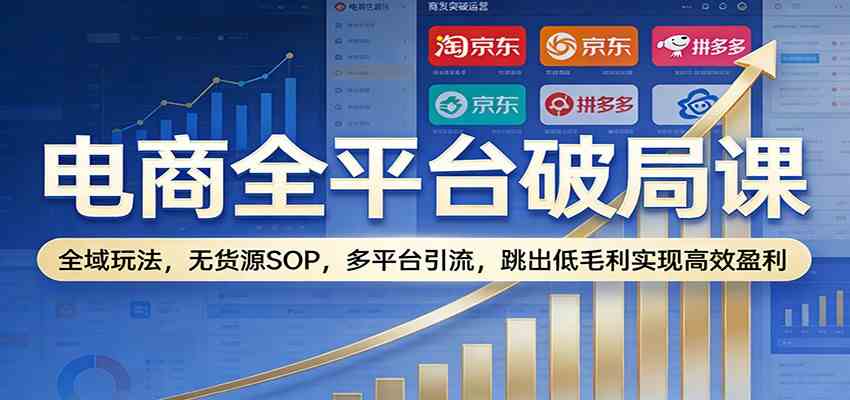 电商全平台破局课:全域玩法,无货源SOP,多平台引流,跳出低毛利实现高效盈利-鸿雁学习网