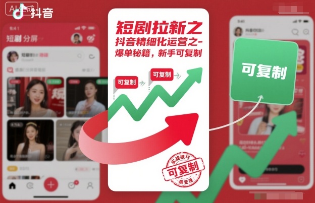 短剧拉新之抖音精细化运营之爆单秘籍，新手可复制-鸿雁学习网