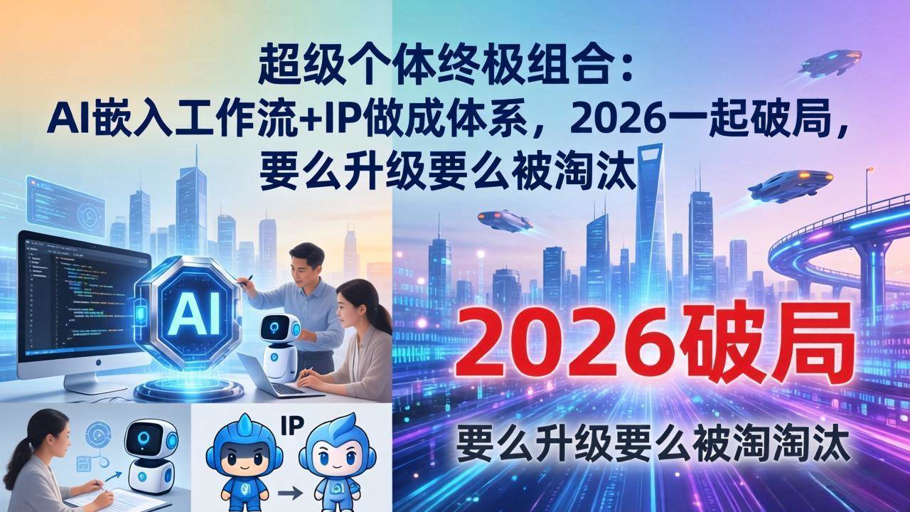 （17789期）超级个体终极组合：AI嵌入工作流+IP做成体系，2026一起破局，要么升级要么被淘汰-鸿雁学习网
