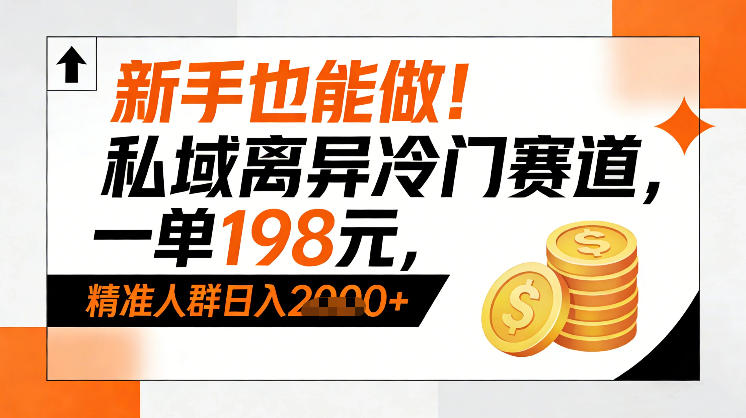 新手也能做！私域离异冷门赛道，一单198，精准人群日入1k+-鸿雁学习网