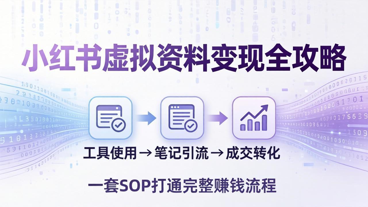 小红书虚拟资料变现全攻略：从工具使用到笔记引流成交，一套 SOP 打通完整赚钱流程-鸿雁学习网
