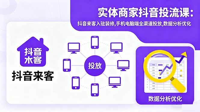 （16313期）实体商家抖音投流课:抖音来客入驻装修,手机电脑端全渠道投放,数据分析优化-鸿雁学习网
