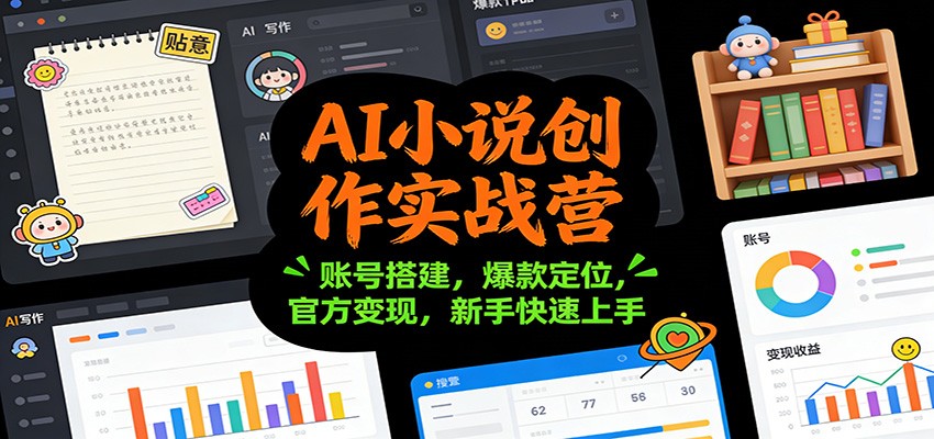 AI小说创作实战营：账号搭建，爆款定位，官方变现，新手快速上手-鸿雁学习网