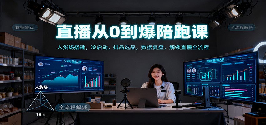 直播从0到爆陪跑课：人货场搭建，冷启动，排品选品，数据复盘，解锁直播全流程-鸿雁学习网