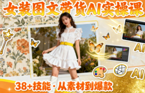 女装图文带货的AI实操课，覆盖38个实用技能，快速提升素材制作效率-鸿雁学习网