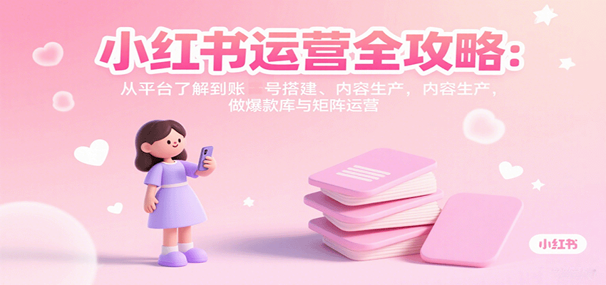 小红书运营全攻略：从平台了解到账号搭建、内容生产，做爆款库与矩阵运营-鸿雁学习网